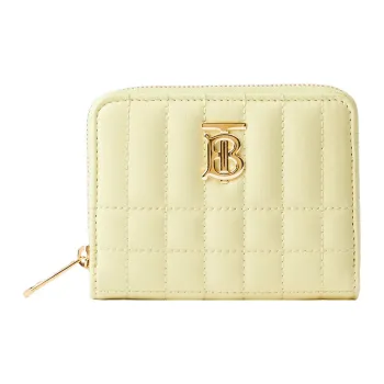 Burberry Quilting Leather Wallet Women's Light Yellow