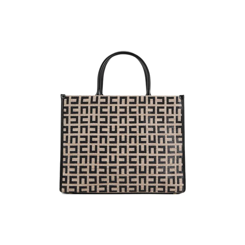 Elisabetta Franchi Raffia Tote Bag, Shopping Bag, Handbag Medium Size Women's Beige/Black-2