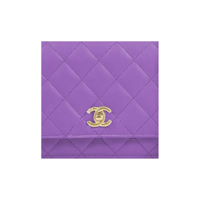 CHANEL 22SS Lambskin Wallet On Chain, Shoulder Bag, Crossbody Bag Women's Purple-1