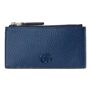 GUCCI GG Marmont Leather Card Holder Men's Blue