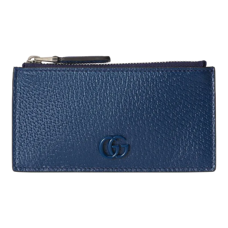GUCCI GG Marmont Leather Card Holder Men's Blue-0