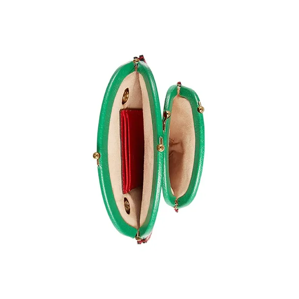 GUCCI Leather Shoulder Bag Crossbody Bag Coin Purses Mini Women's Green/Red-7