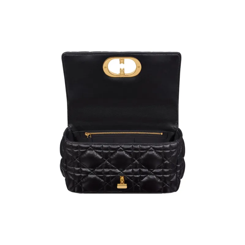 DIOR Caro Cow Leather Shoulder Bag, Crossbody Bag Medium Size Women's Black-3