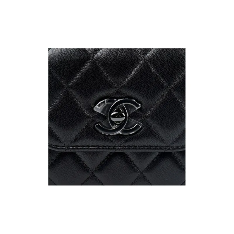 CHANEL Trendy CcSo Black Lambskin Shoulder Bag, Crossbody Bag Mini Women's Pure Black-9