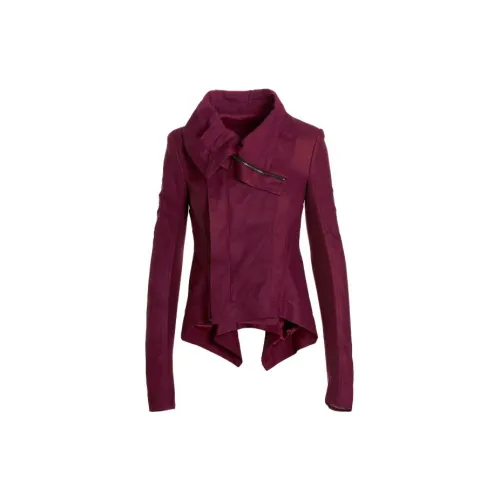 RICK OWENS Leather Jackets Women's Deep Red