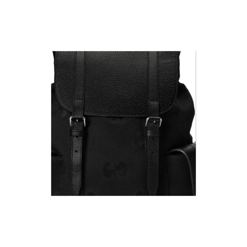 GUCCI Canvas With Leather Backpack Large Size Men's Black-7