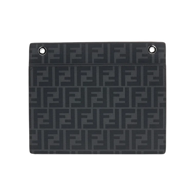 FENDI Peekaboo ISeeU Cow Leather Clutch Regular Women's Black-2