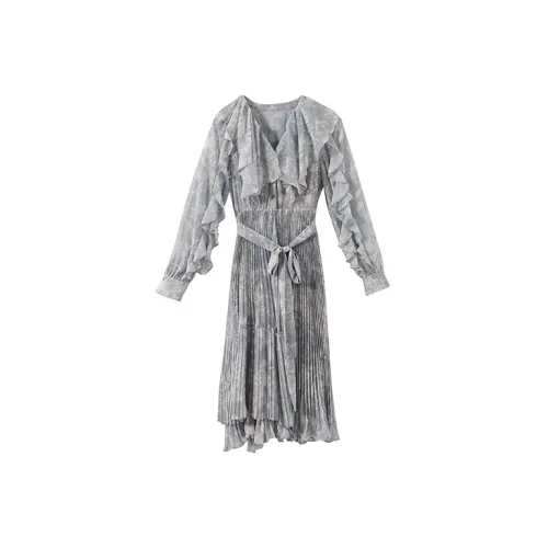 YUMOMO STAR Long-Sleeved Dresses Women's Light Gray Blue