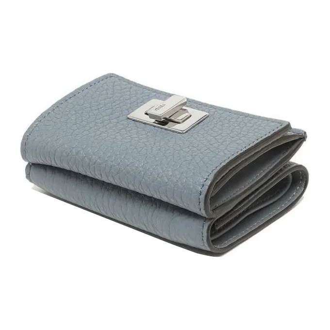FENDI Peekaboo Cow Leather Wallet Women's Light Blue-3