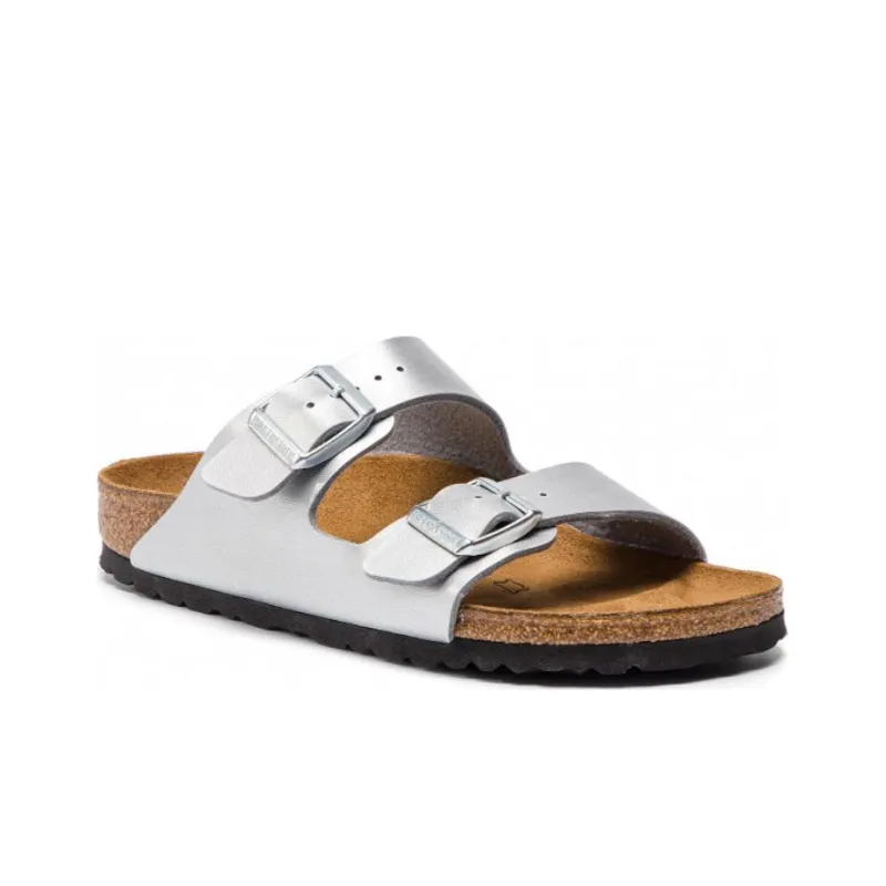 Birkenstock Arizona Birko Flor Narrow Fit Sandals 'Silver'-1