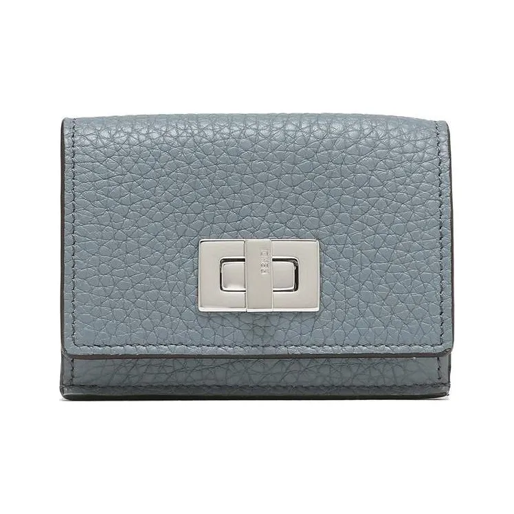 FENDI Peekaboo Cow Leather Wallet Women's Light Blue-0