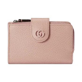 GUCCI GG Marmont Leather Card Clip Card Holder Women's Pink