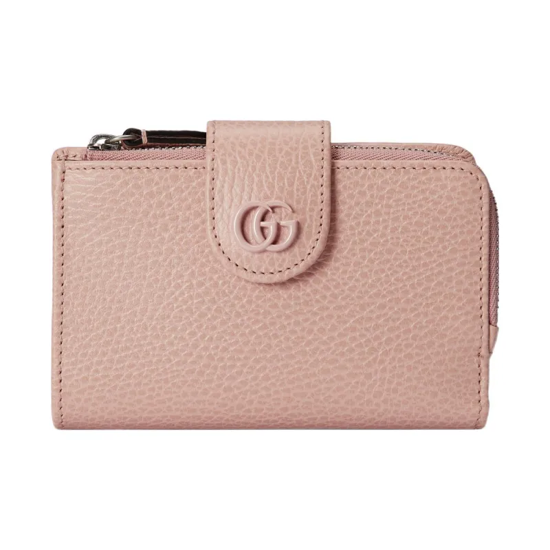 GUCCI GG Marmont Leather Card Clip Card Holder Women's Pink-0