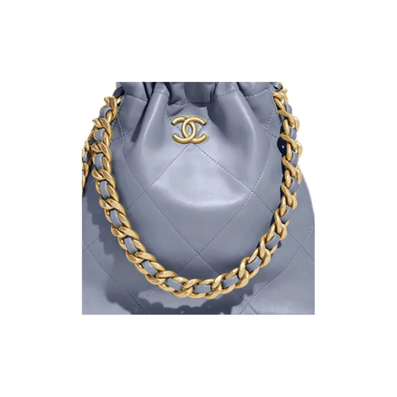 CHANEL Polished Lambskin Bucket Bag, Handbag, Shoulder Bag, Crossbody Bag Trumpets Women's Gray-1