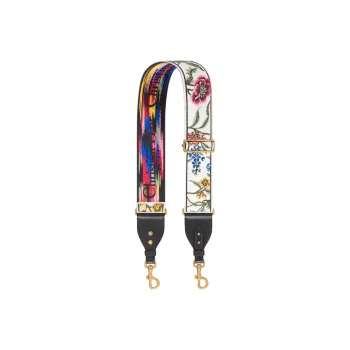 DIOR Embroidered Cow Leather Patchwork Shoulder Strap Bag Straps Women's Multicolor