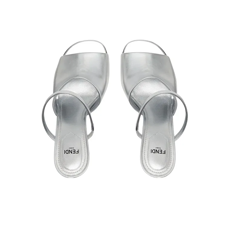 FENDI First Slide Slippers Women's Silver-4