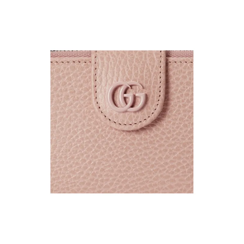 GUCCI GG Marmont Leather Card Clip Card Holder Women's Pink-5