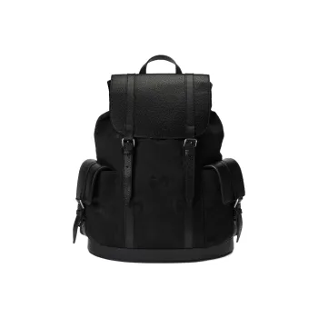 GUCCI Canvas With Leather Backpack Large Size Men's Black