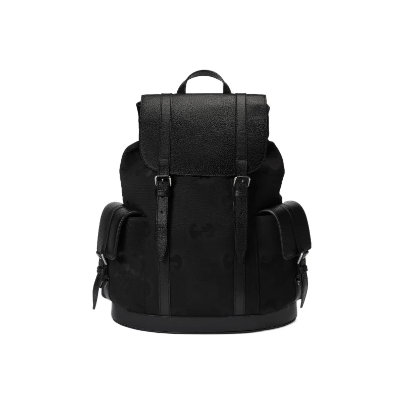 GUCCI Canvas With Leather Backpack Large Size Men's Black-0