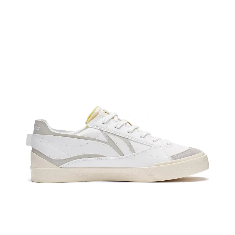 LiNing Mu Mu Anti Slip Wear Resistant Low Top Skateboard Shoes Men's White Gray-1