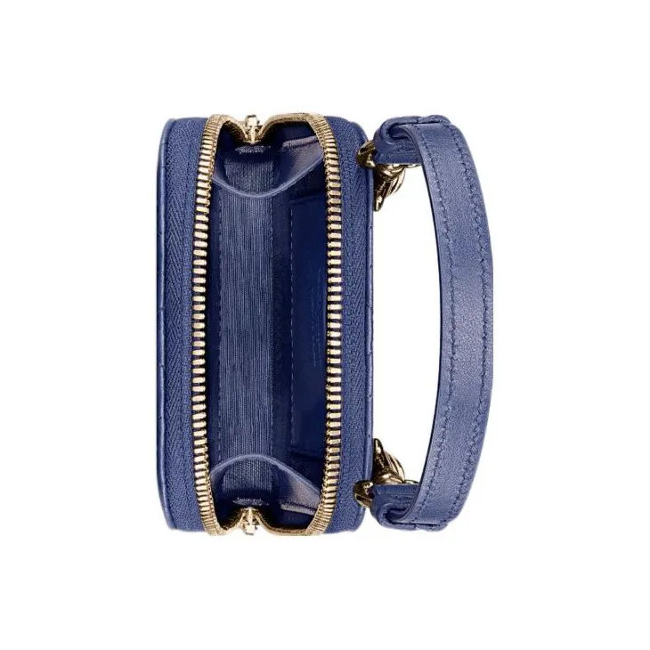 DIOR Lady Dior Sheepskin Shoulder Bag Crossbody Bag Handbag Cell Phone Pouch Women's Dark Blue-3