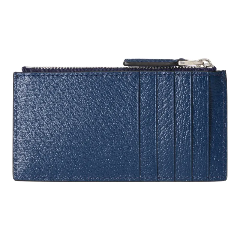 GUCCI GG Marmont Leather Card Holder Men's Blue-1
