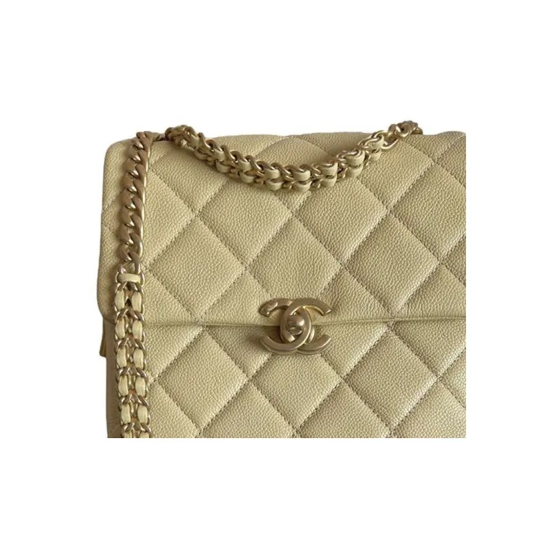 CHANEL 22SS Calfskin Backpack Shoulder Bag, Crossbody Bag Women's Chick Yellow Color-2