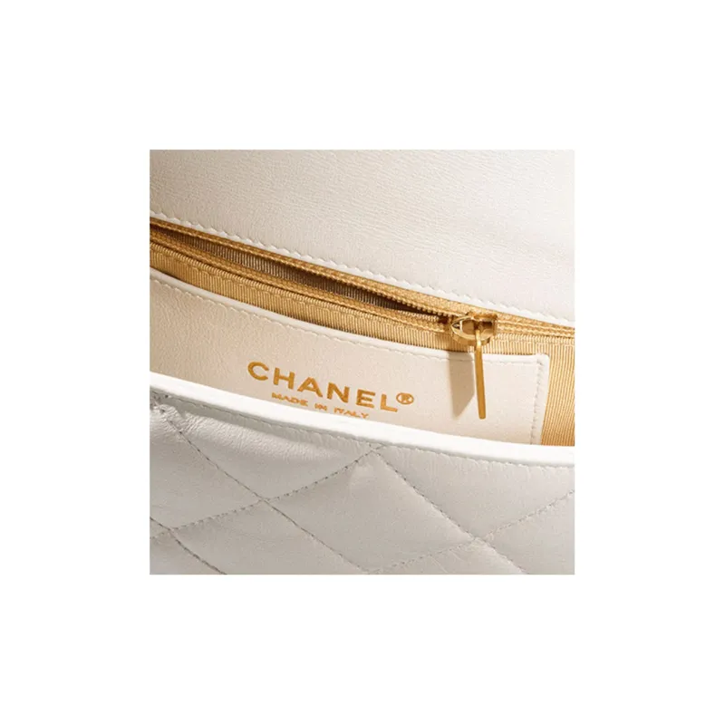 CHANEL Sheepskin Flap Bag, Shoulder Bag, Crossbody Bag Trumpets Women's White-2
