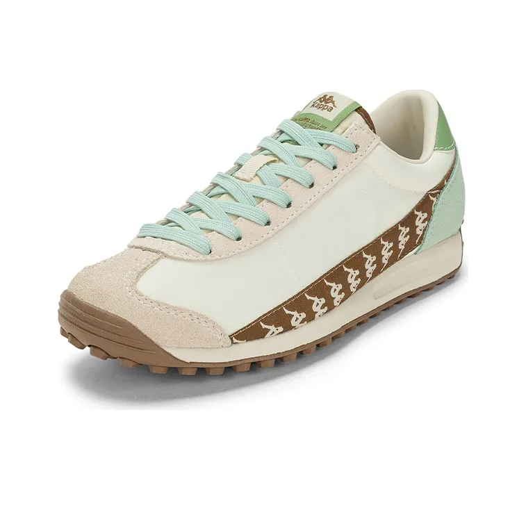 Kappa Anti Slip And Wear Resistant Breathable Low Top Casual Running Shoes Unisex Beige Green-1