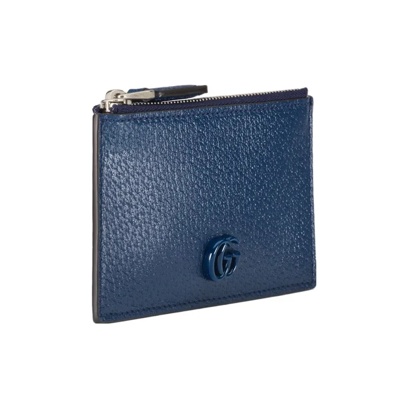 GUCCI GG Marmont Leather Card Holder Men's Blue-2
