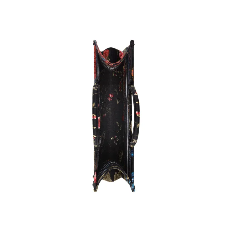 DIOR Embroidery Tote Bag Shopping Bag Handbag Large Size Women's Black/Multicolor-3