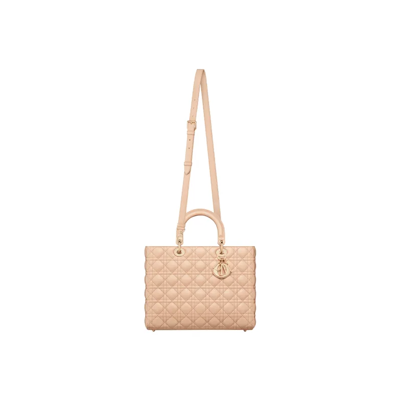 DIOR Lady Dior Sheepskin Daisie Bag Shoulder Bag Crossbody Bag Handbag Large Size Women's Sand Pink-3