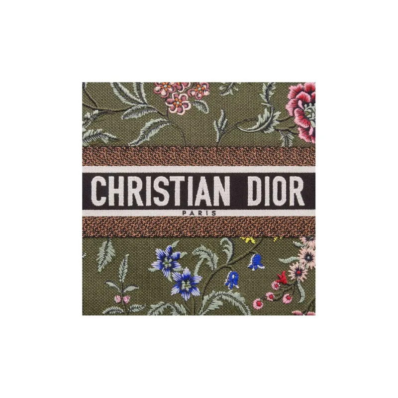 DIOR Embroidery Tote Bag Shopping Bag Handbag Large Size Women's Green/Multicolor-4
