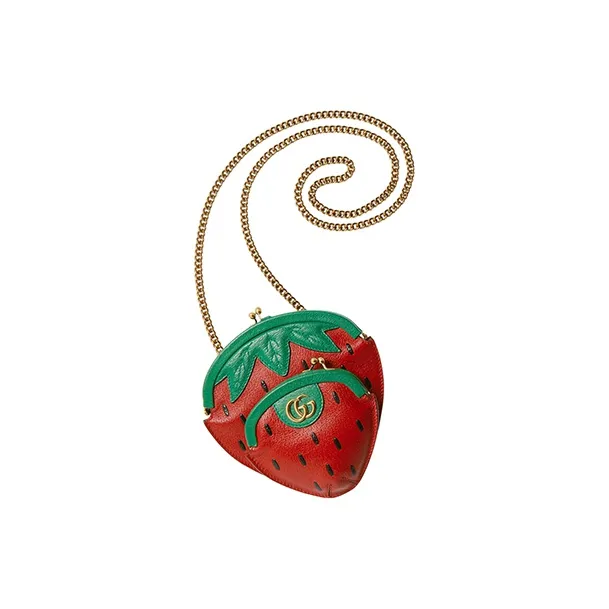 GUCCI Leather Shoulder Bag Crossbody Bag Coin Purses Mini Women's Green/Red-1