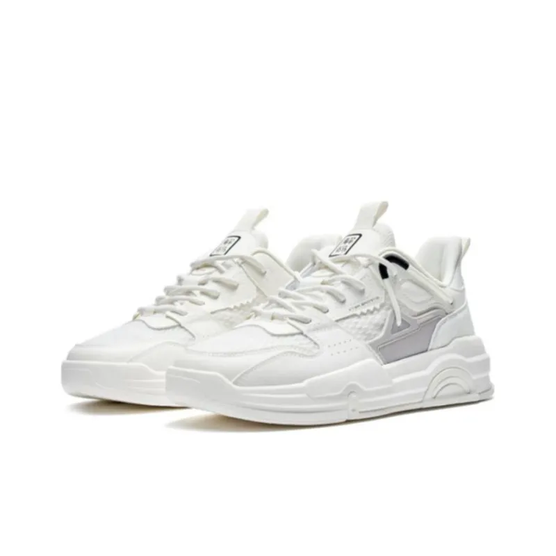 XTEP Decoding Non slip Lightweight Low Top Skateboard Shoes White Gray-1
