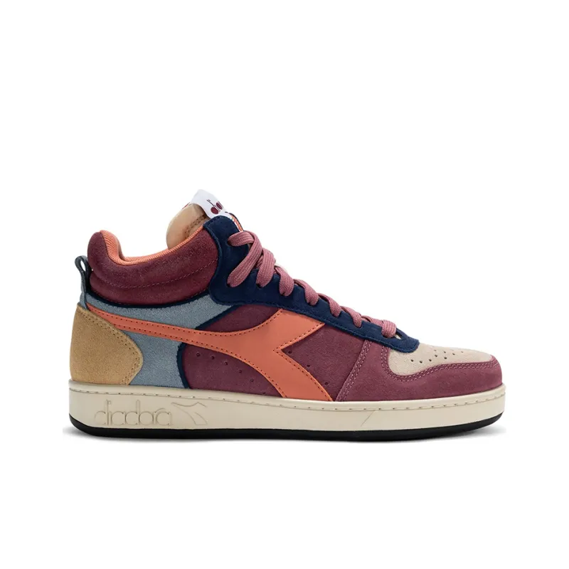Diadora Magic Basket Slip Resistant, Abrasion Resistant, Breathable Mid Top Skateboard Shoes Women's Red Light Orange-1