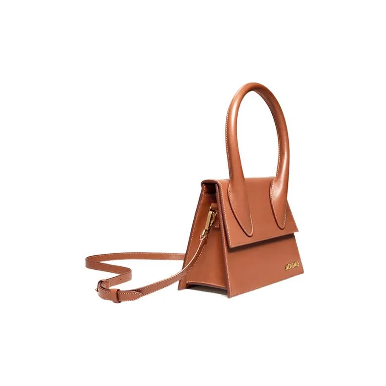 Jacquemus Cow Leather Shoulder Bag, Crossbody Bag, Handbag Tubas Women's Brown-1