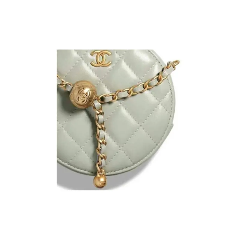 CHANEL Sheepskin Round Bag, Crossbody Bag, Shoulder Bag Women's Gray-2