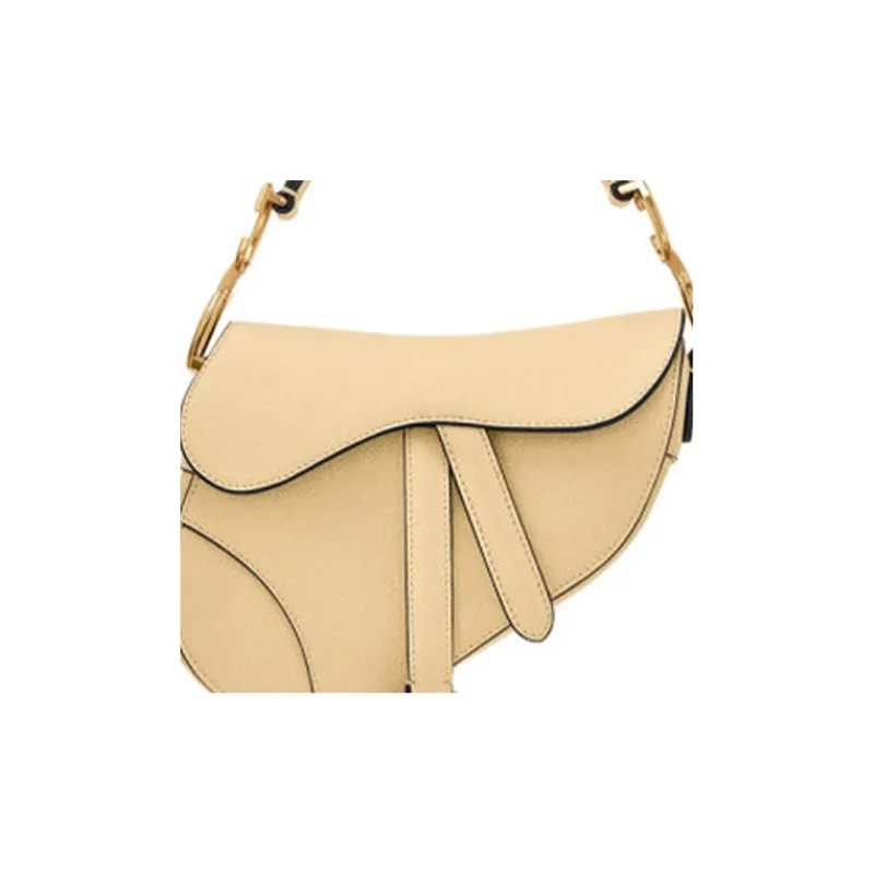 DIOR Saddle Grained Calfskin Saddle Bag Handbag Shoulder Bag Women's Light Yellow-5