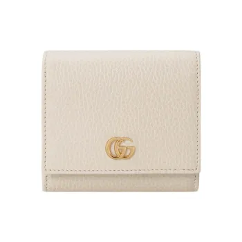 GUCCI GG Marmont Leather Wallet Medium Size Women's White/Mint Green