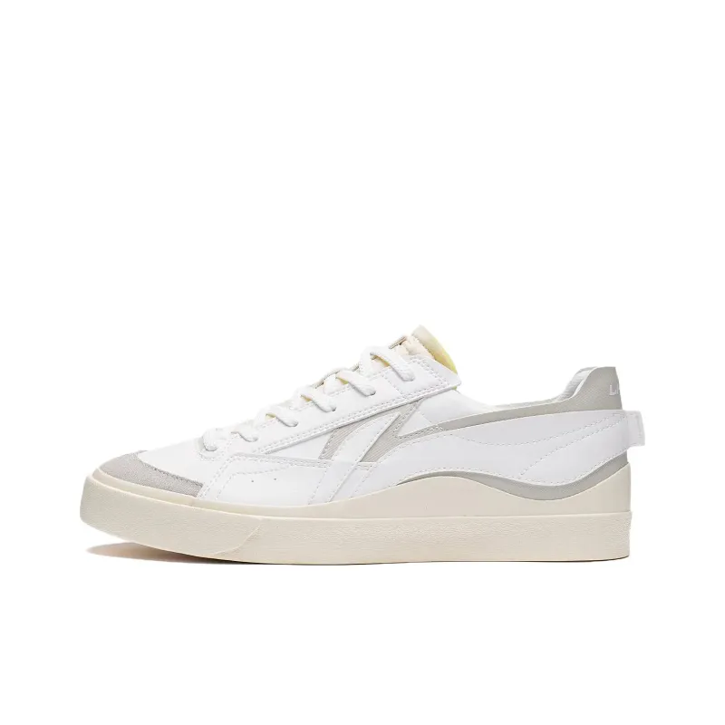 LiNing Mu Mu Anti Slip Wear Resistant Low Top Skateboard Shoes Men's White Gray-0