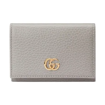 GUCCI GG Marmont Leather Card Holder Women's Gray