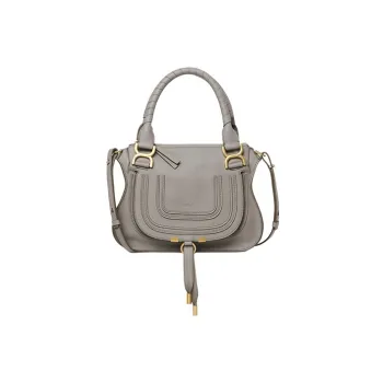 Chloe Marcie Grained Calfskin Shoulder Bag Crossbody Bag Handbag Small Size Women's Cashmere Gray