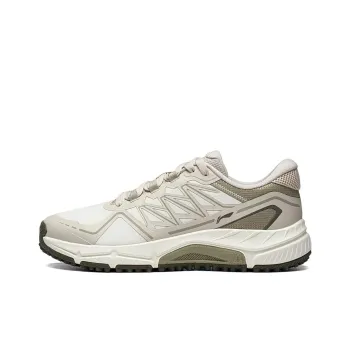 LiNing Cushioned Slip Resistant Abrasion Resistant Low Top Trail Running Shoes Men's Gray Green