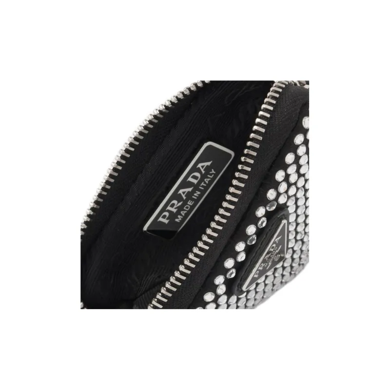 PRADA Crystal Satin With Textile One Shoulder Crossbody Clutches Mini Women's-4