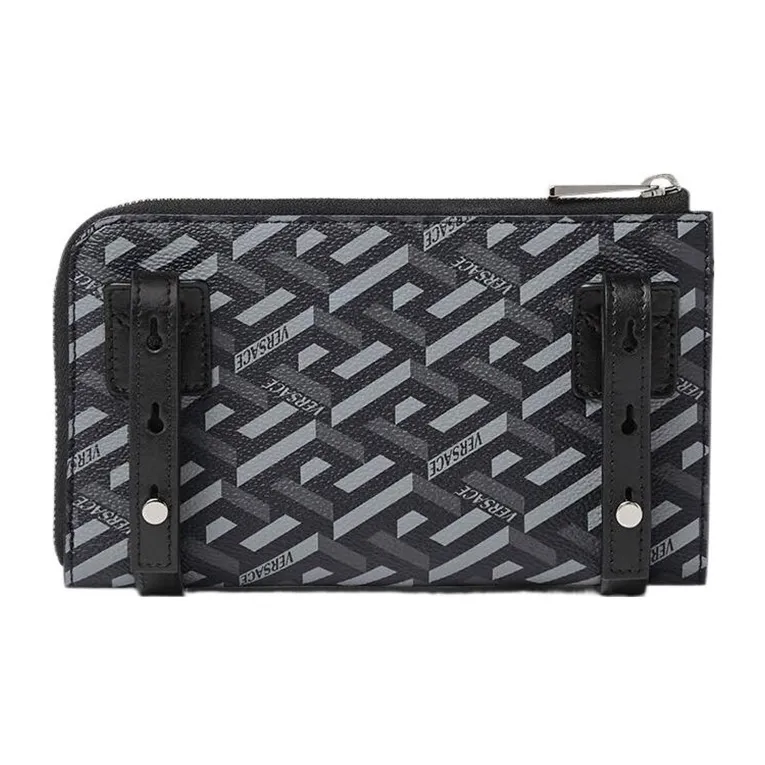 VERSACE Cow Leather Polyurethane Messenger Bag Shoulder Bag Crossbody Bag Regular Men's Black-1