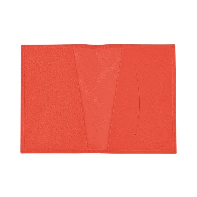 LONGCHAMP Le Foulonné Cow Leather Card Holders Passport Holders Men's Orange-1