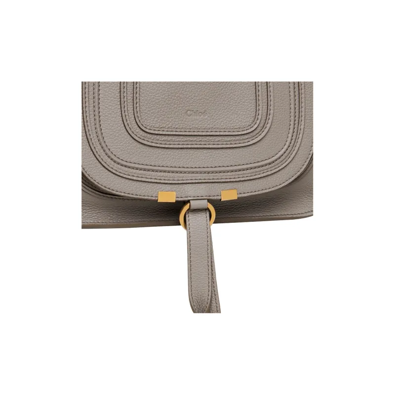 Chloe Marcie Grained Calfskin Shoulder Bag Crossbody Bag Handbag Small Size Women's Cashmere Gray-2