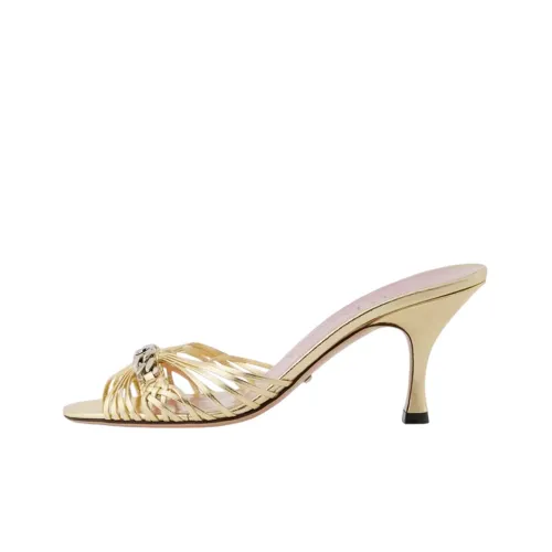 GUCCI Slide Slippers Women's Gold