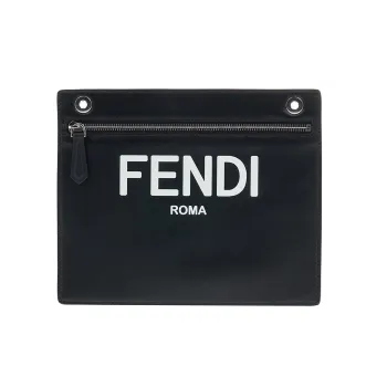 FENDI Peekaboo ISeeU Cow Leather Clutch Regular Women's Black